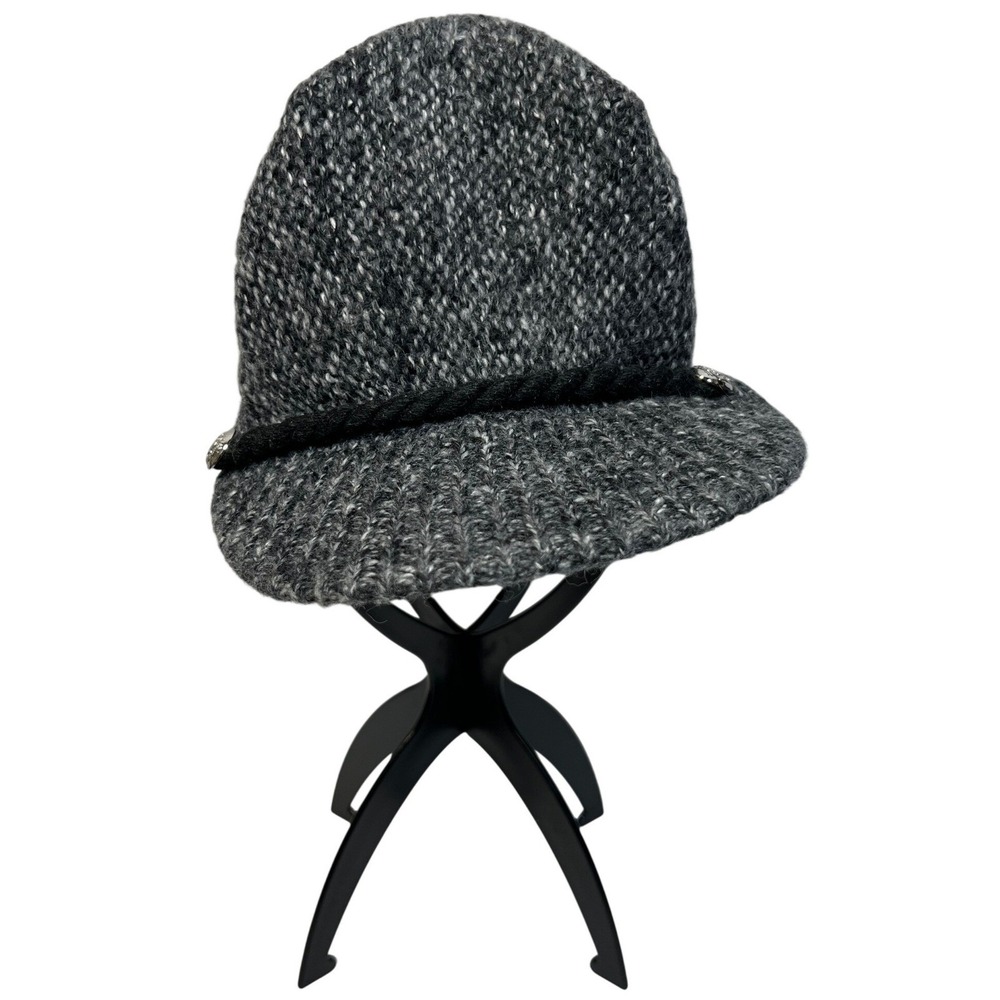 Lauren Ralph Lauren Womens Knit Cloche Hat Mohair Merino Wool OS Grey Newsboy